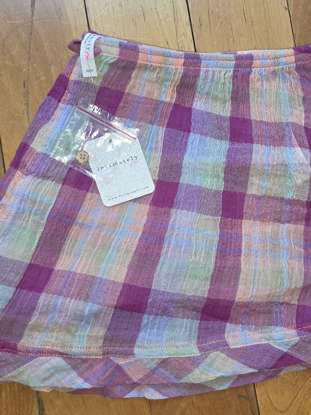 Free People NWT Purple Plaid Lightweight PJ Shorts
